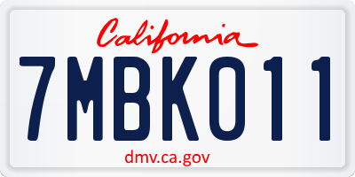 CA license plate 7MBK011