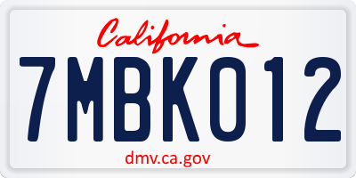 CA license plate 7MBK012