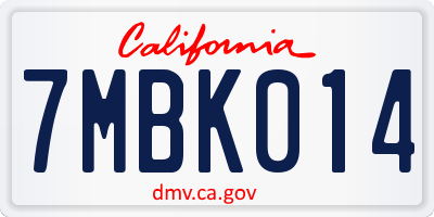 CA license plate 7MBK014