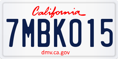 CA license plate 7MBK015