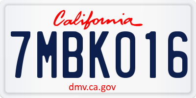 CA license plate 7MBK016