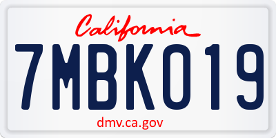 CA license plate 7MBK019