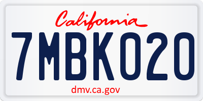 CA license plate 7MBK020