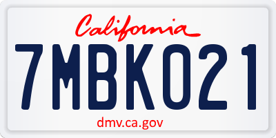 CA license plate 7MBK021