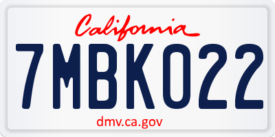 CA license plate 7MBK022