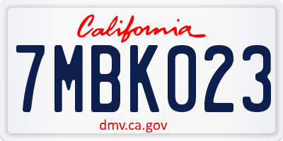 CA license plate 7MBK023