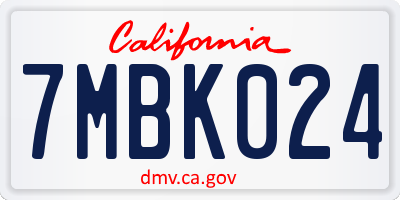 CA license plate 7MBK024