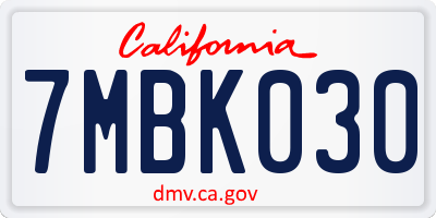 CA license plate 7MBK030