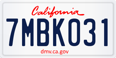 CA license plate 7MBK031