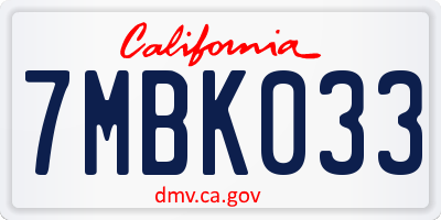 CA license plate 7MBK033