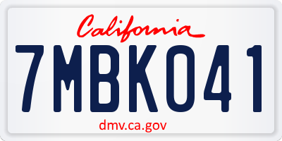CA license plate 7MBK041
