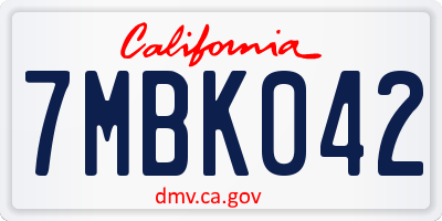 CA license plate 7MBK042