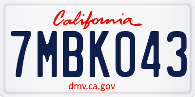 CA license plate 7MBK043
