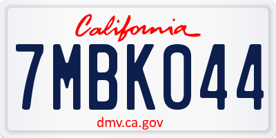 CA license plate 7MBK044