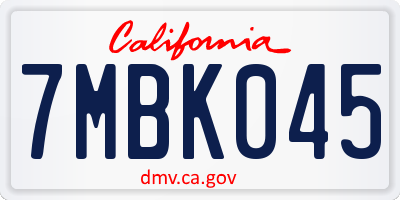 CA license plate 7MBK045