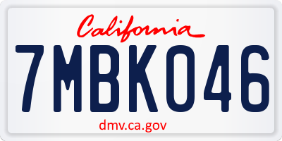 CA license plate 7MBK046