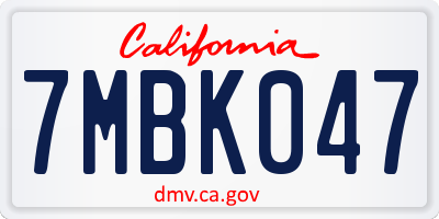 CA license plate 7MBK047