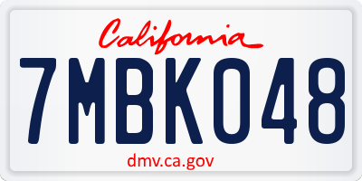CA license plate 7MBK048