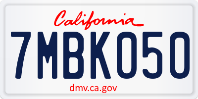 CA license plate 7MBK050