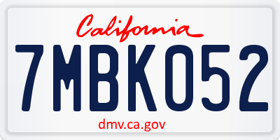 CA license plate 7MBK052