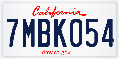 CA license plate 7MBK054