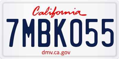 CA license plate 7MBK055