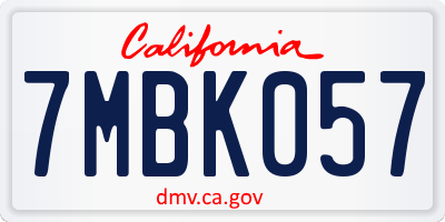 CA license plate 7MBK057