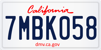 CA license plate 7MBK058