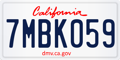 CA license plate 7MBK059