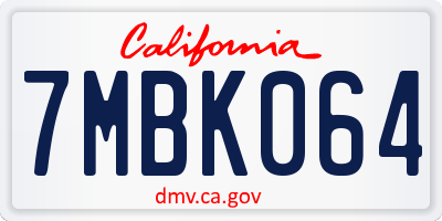 CA license plate 7MBK064
