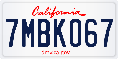 CA license plate 7MBK067