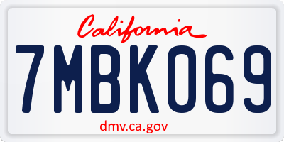 CA license plate 7MBK069
