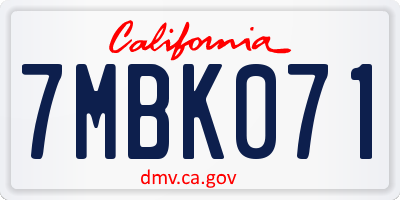 CA license plate 7MBK071