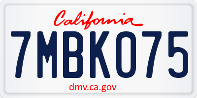 CA license plate 7MBK075