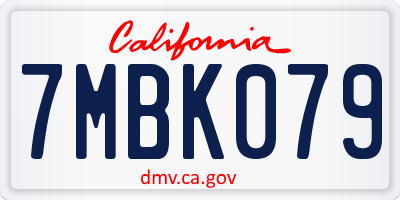 CA license plate 7MBK079