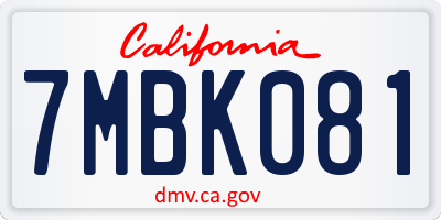 CA license plate 7MBK081