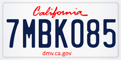 CA license plate 7MBK085