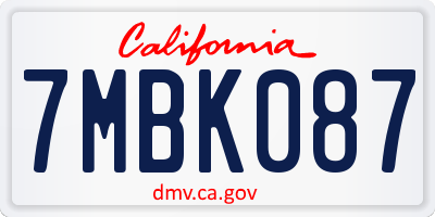 CA license plate 7MBK087