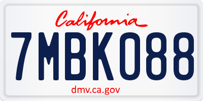 CA license plate 7MBK088
