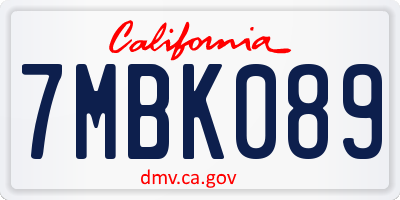 CA license plate 7MBK089