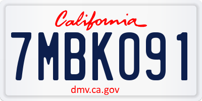 CA license plate 7MBK091
