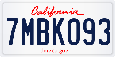 CA license plate 7MBK093
