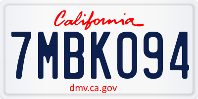 CA license plate 7MBK094