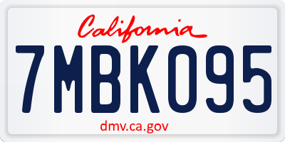 CA license plate 7MBK095