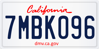 CA license plate 7MBK096