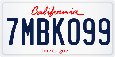 CA license plate 7MBK099