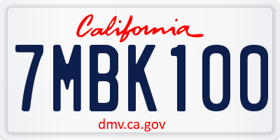 CA license plate 7MBK100