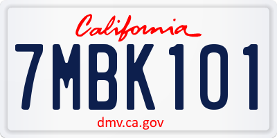 CA license plate 7MBK101