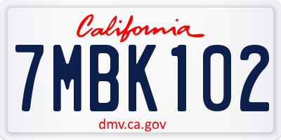 CA license plate 7MBK102