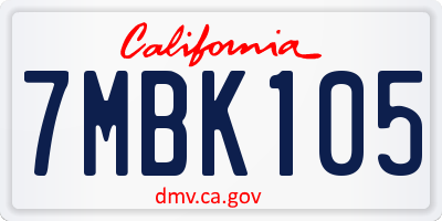 CA license plate 7MBK105